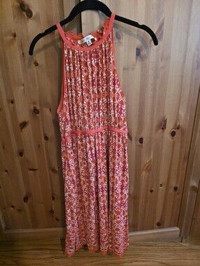 Max STUDIO Coral PINK Patterned Halter Maxi Dress